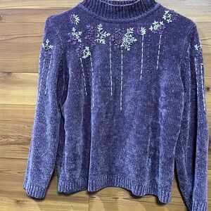 Alfred Dunner Purple Embroidered Snowflake